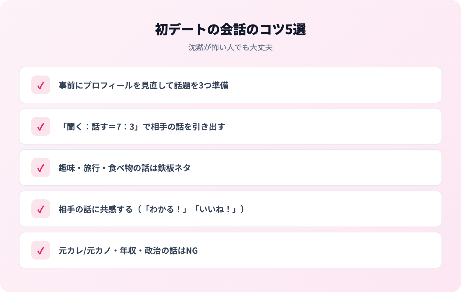 マッチングアプリの初デートおすすめ場所10選 | 解説画像